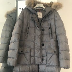 Authentic Moncler Gray Long Puffer w/Fur Hood SZ 2